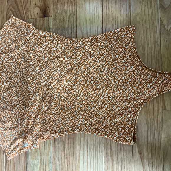NWT Summertime Lover Rust Orange Floral Print Tie-Front Bodysuit - Picture 7 of 8